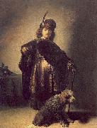 Rembrandt Peale Self portrait in oriental attire with poodle Sweden oil painting artist